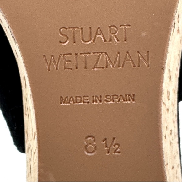 Stuart Weitzman Peep toe, Sling Back Platform Cork Wedge Sandals. Black Size 8.5 - Picture 11 of 12